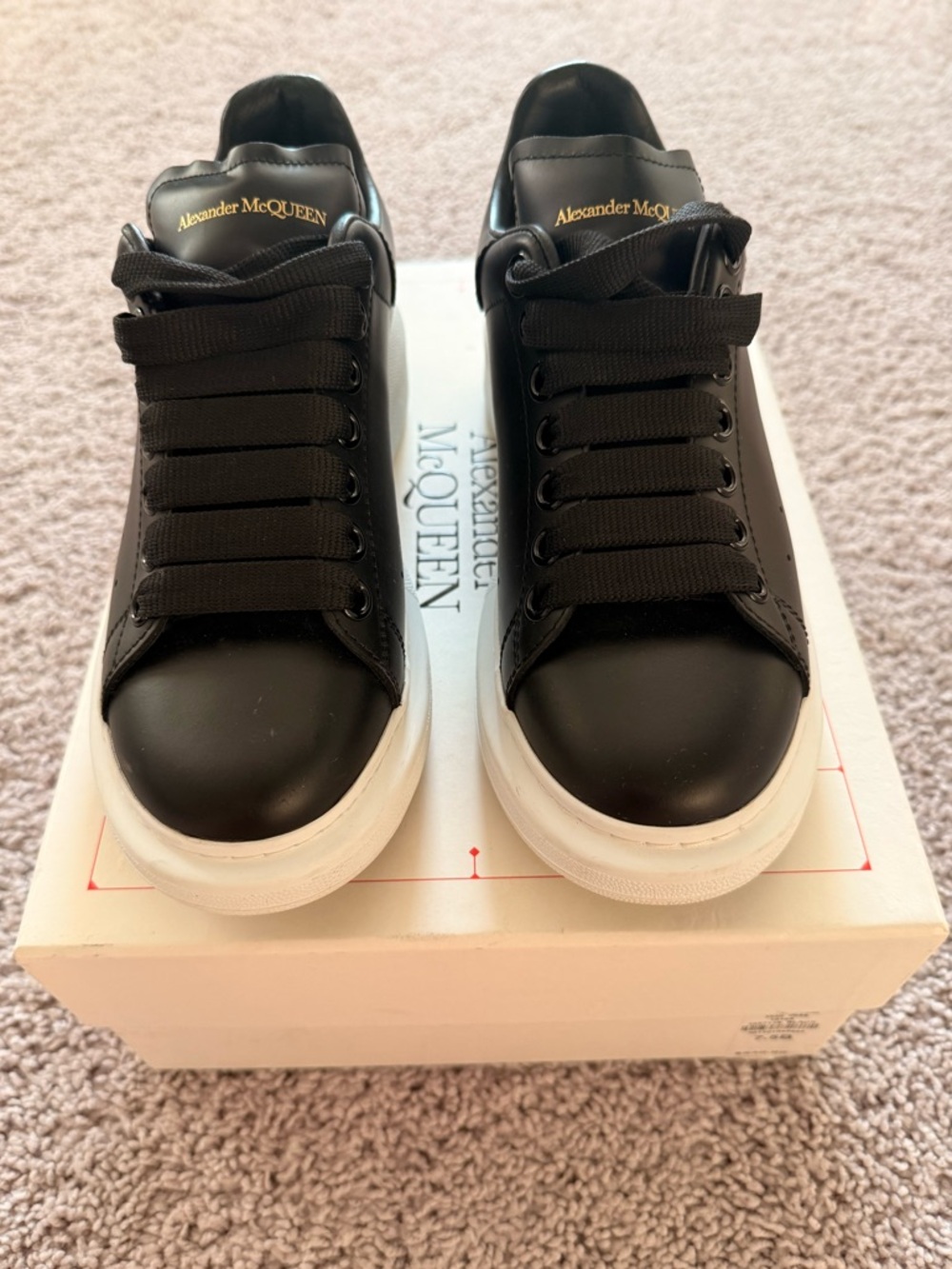 Alexander McQueen Black & White Leather Platform Sneakers